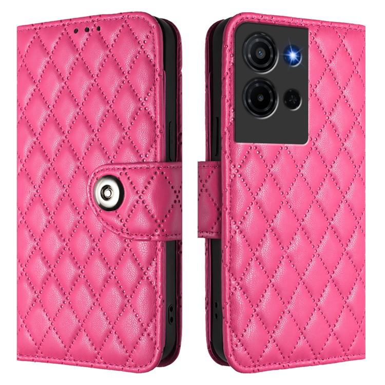 For TCL K32 5G / K33 Rhombic Texture Flip Leather Phone Case with Lanyard