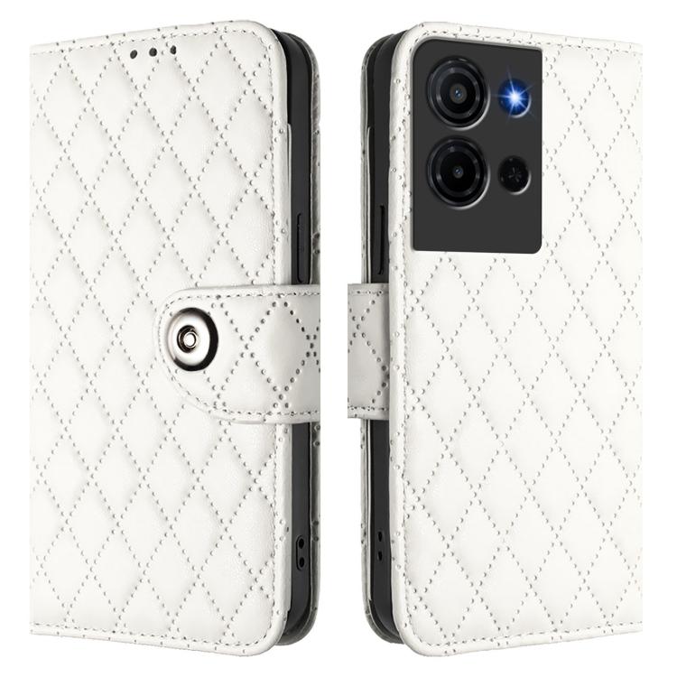 For TCL K32 5G / K33 Rhombic Texture Flip Leather Phone Case with Lanyard