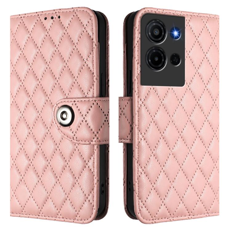 For TCL K32 5G / K33 Rhombic Texture Flip Leather Phone Case with Lanyard