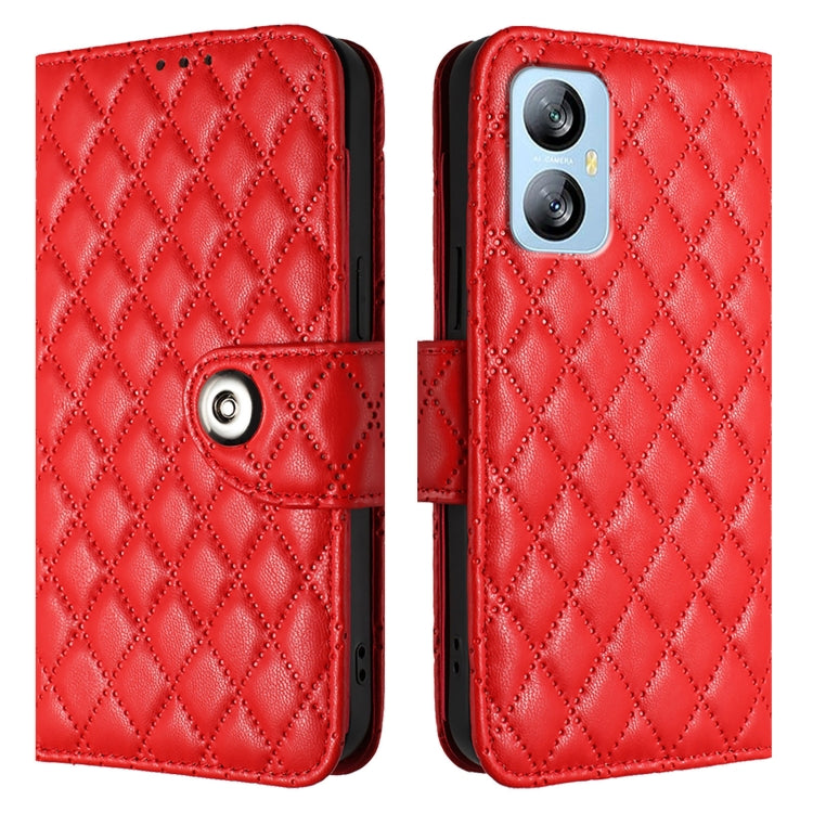 For Blackview A52 Rhombic Texture Flip Leather Phone Case with Lanyard