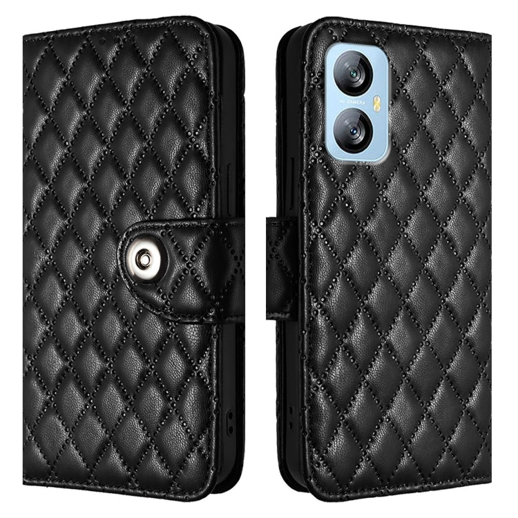 For Blackview A52 Rhombic Texture Flip Leather Phone Case with Lanyard
