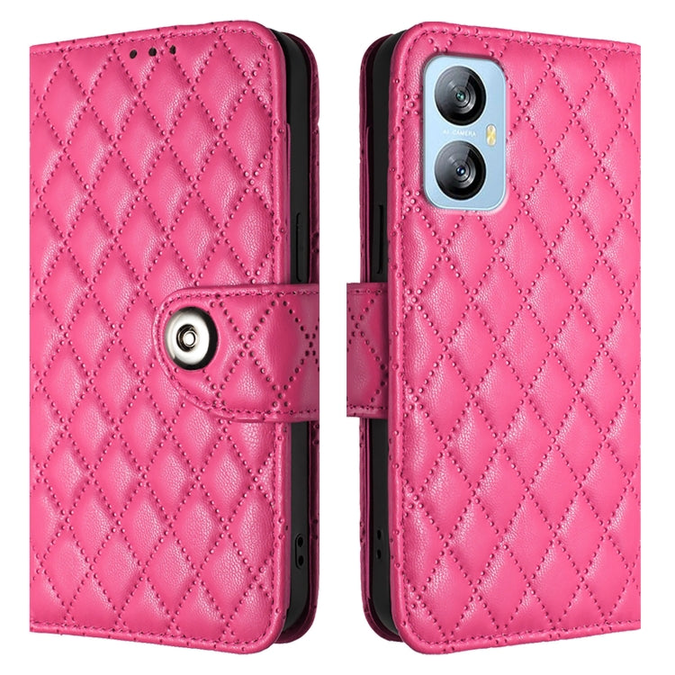 For Blackview A52 Rhombic Texture Flip Leather Phone Case with Lanyard