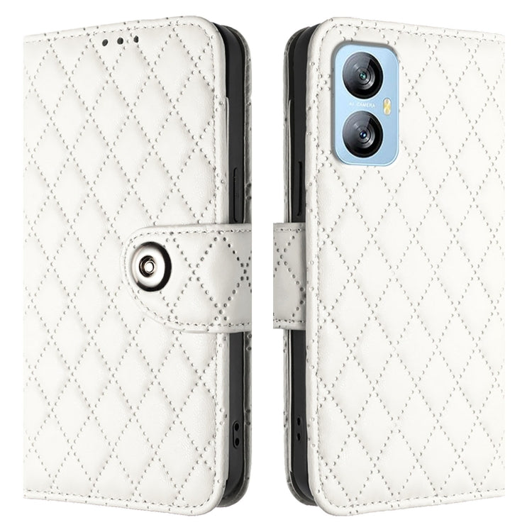 For Blackview A52 Rhombic Texture Flip Leather Phone Case with Lanyard