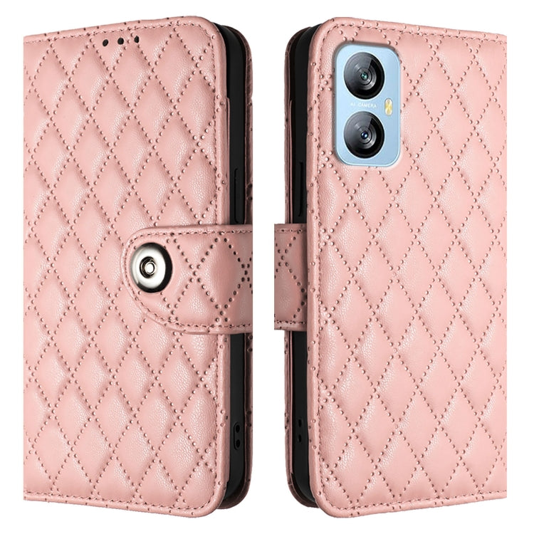 For Blackview A52 Rhombic Texture Flip Leather Phone Case with Lanyard