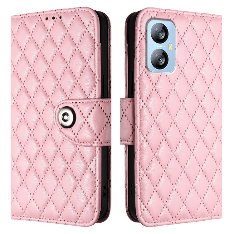 For Blackview A52 Rhombic Texture Flip Leather Phone Case with Lanyard