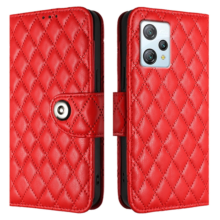 For Blackview A53 Rhombic Texture Flip Leather Phone Case with Lanyard