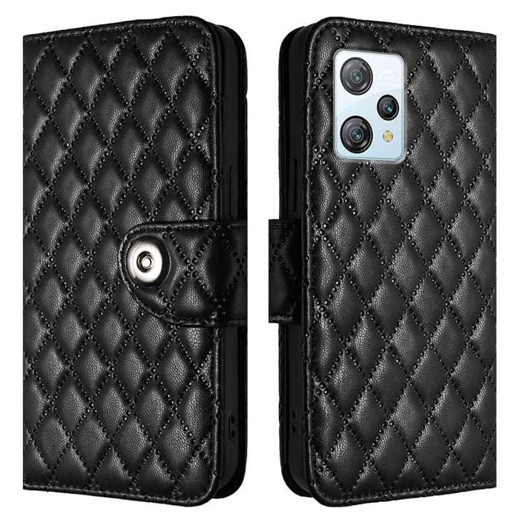 For Blackview A53 Rhombic Texture Flip Leather Phone Case with Lanyard