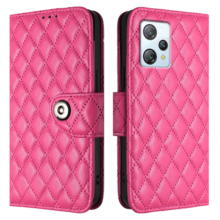 For Blackview A53 Rhombic Texture Flip Leather Phone Case with Lanyard