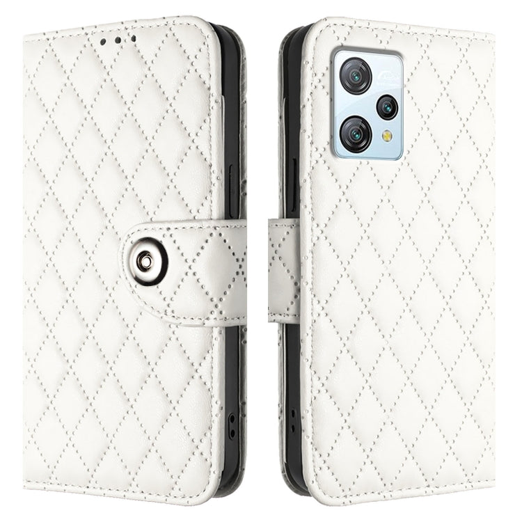 For Blackview A53 Rhombic Texture Flip Leather Phone Case with Lanyard