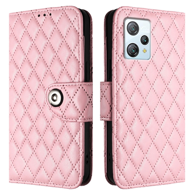 For Blackview A53 Rhombic Texture Flip Leather Phone Case with Lanyard