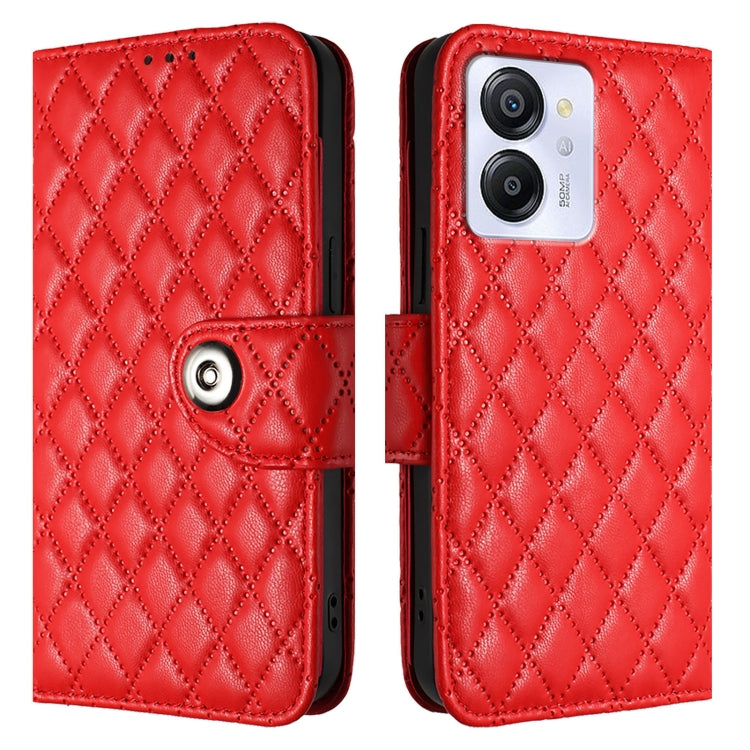 For Blackview Color 8 Rhombic Texture Flip Leather Phone Case with Lanyard