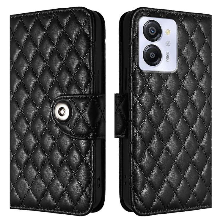 For Blackview Color 8 Rhombic Texture Flip Leather Phone Case with Lanyard