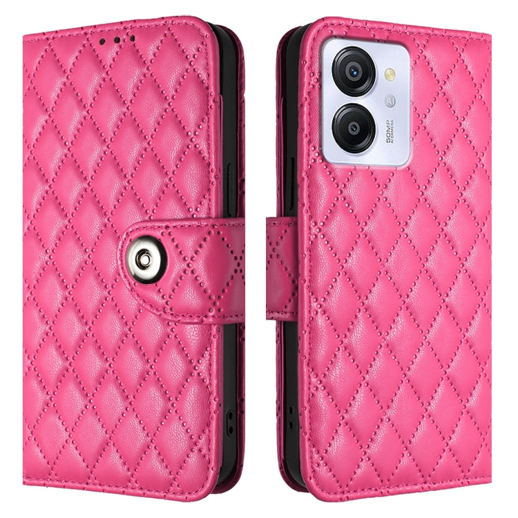 For Blackview Color 8 Rhombic Texture Flip Leather Phone Case with Lanyard