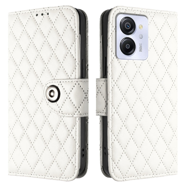 For Blackview Color 8 Rhombic Texture Flip Leather Phone Case with Lanyard