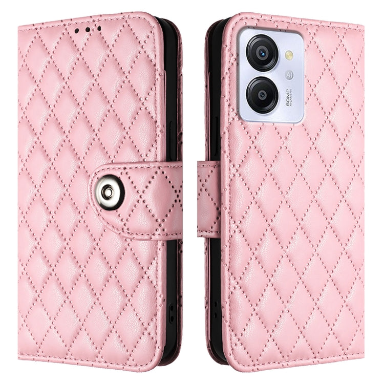 For Blackview Color 8 Rhombic Texture Flip Leather Phone Case with Lanyard