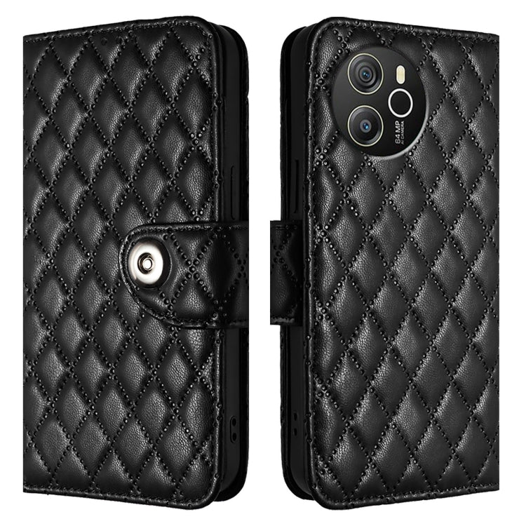 For Blackview Shark 8 Rhombic Texture Flip Leather Phone Case with Lanyard