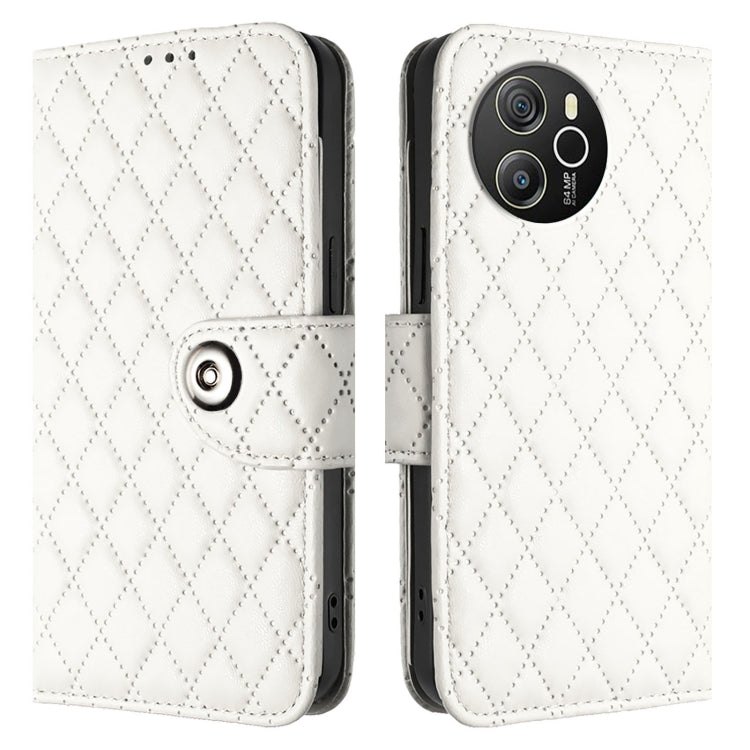 For Blackview Shark 8 Rhombic Texture Flip Leather Phone Case with Lanyard