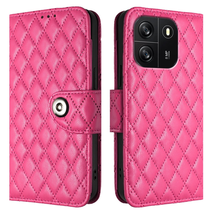 For Blackview Wave 6C Rhombic Texture Flip Leather Phone Case with Lanyard