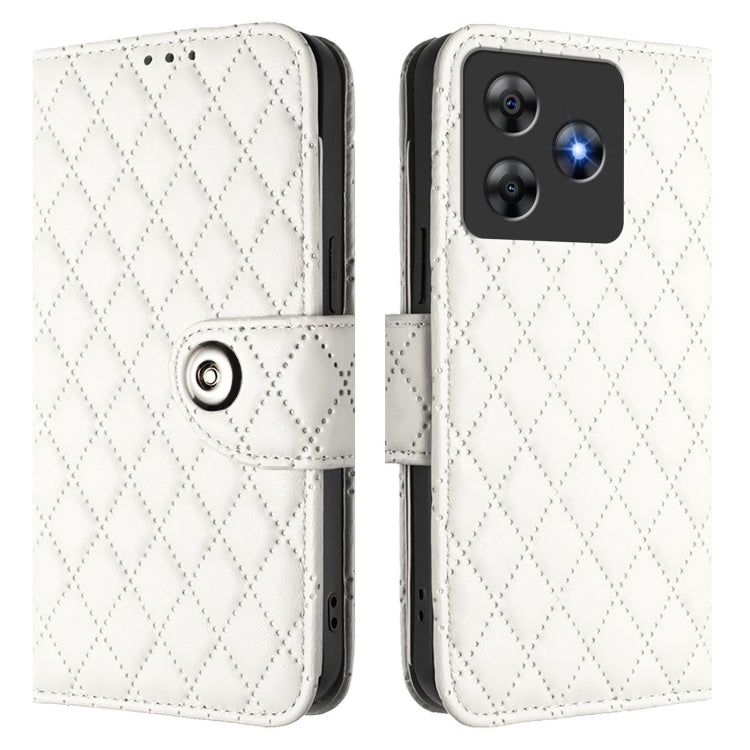 For Blackview Wave 8C Rhombic Texture Flip Leather Phone Case with Lanyard