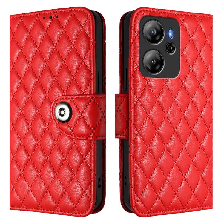 For Blackview Oscal Tiger 13 Rhombic Texture Flip Leather Phone Case with Lanyard