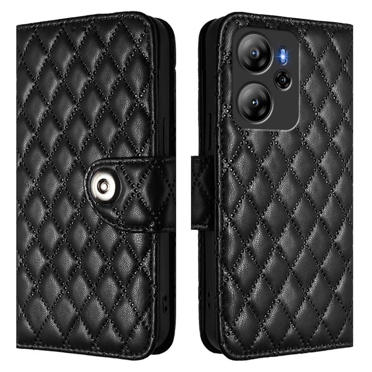 For Blackview Oscal Tiger 13 Rhombic Texture Flip Leather Phone Case with Lanyard