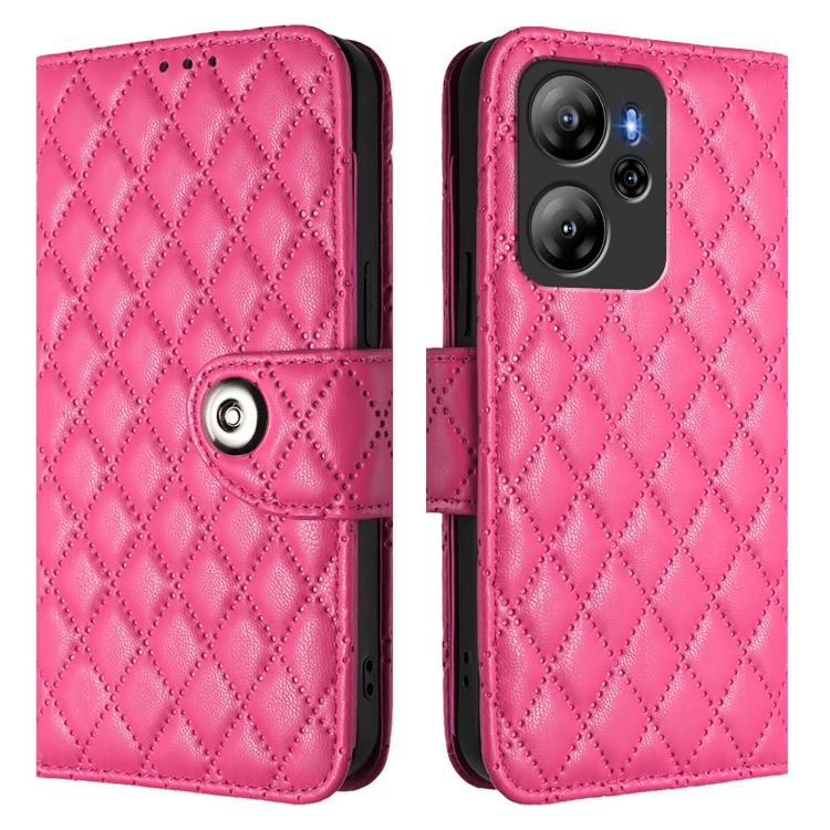 For Blackview Oscal Tiger 13 Rhombic Texture Flip Leather Phone Case with Lanyard