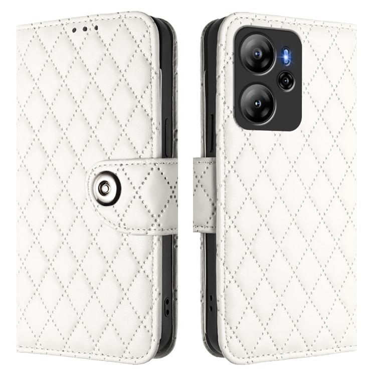 For Blackview Oscal Tiger 13 Rhombic Texture Flip Leather Phone Case with Lanyard