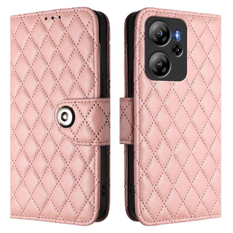For Blackview Oscal Tiger 13 Rhombic Texture Flip Leather Phone Case with Lanyard