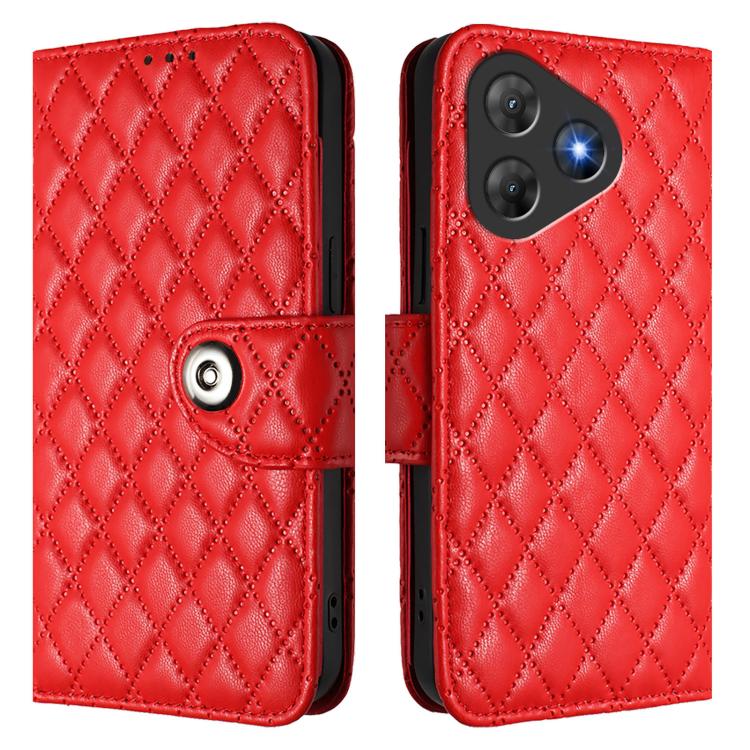 For Blackview Oscal Flat 2 / 2C Rhombic Texture Flip Leather Phone Case with Lanyard