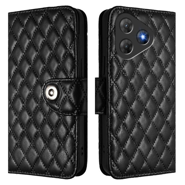 For Blackview Oscal Flat 2 / 2C Rhombic Texture Flip Leather Phone Case with Lanyard