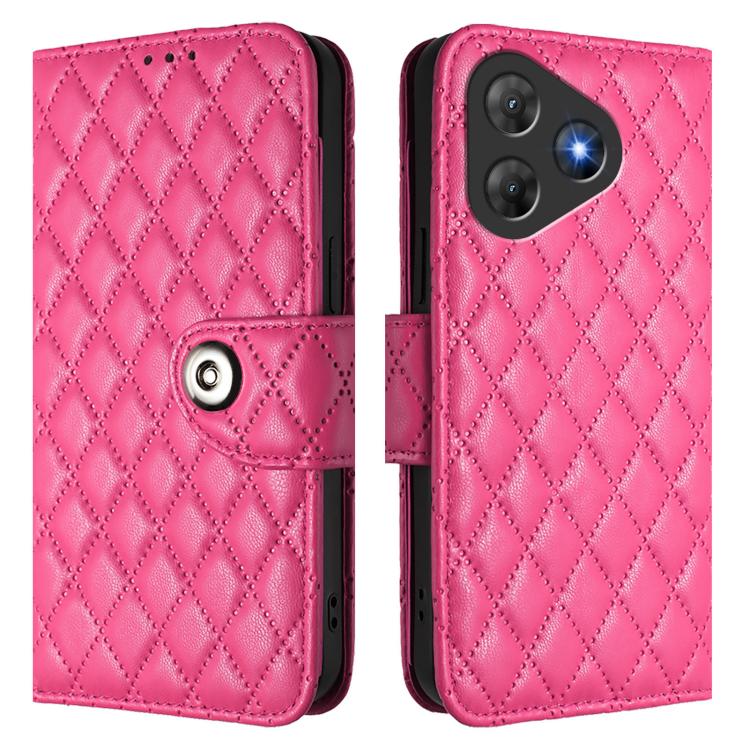 For Blackview Oscal Flat 2 / 2C Rhombic Texture Flip Leather Phone Case with Lanyard