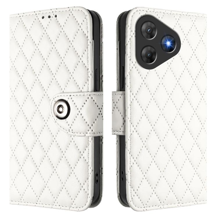 For Blackview Oscal Flat 2 / 2C Rhombic Texture Flip Leather Phone Case with Lanyard