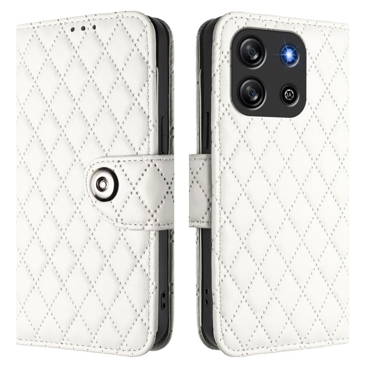 For Blackview Oscal Flat 1C Rhombic Texture Flip Leather Phone Case with Lanyard