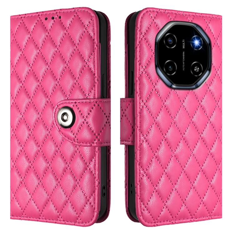 For Blackview Shark 6 Rhombic Texture Flip Leather Phone Case with Lanyard
