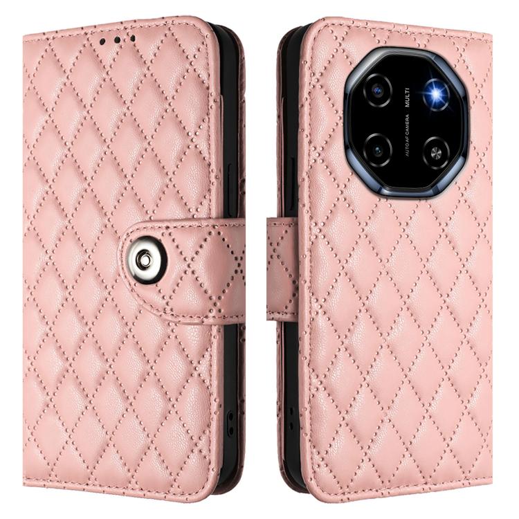 For Blackview Shark 6 Rhombic Texture Flip Leather Phone Case with Lanyard
