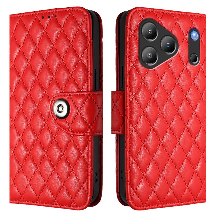 For Blackview Wave 7C Rhombic Texture Flip Leather Phone Case with Lanyard