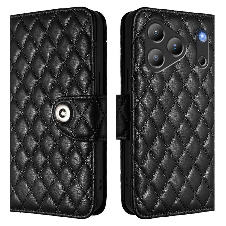For Blackview Wave 7C Rhombic Texture Flip Leather Phone Case with Lanyard