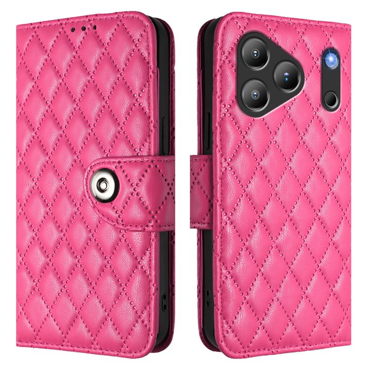 For Blackview Wave 7C Rhombic Texture Flip Leather Phone Case with Lanyard