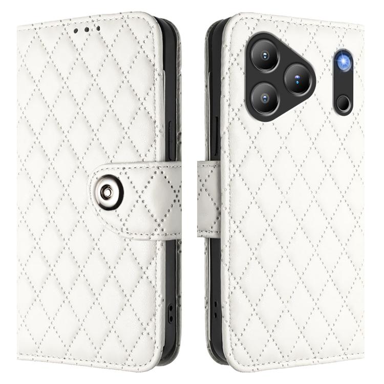 For Blackview Wave 7C Rhombic Texture Flip Leather Phone Case with Lanyard