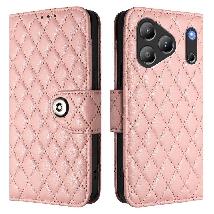 For Blackview Wave 7C Rhombic Texture Flip Leather Phone Case with Lanyard
