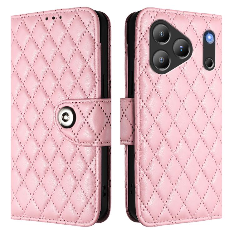 For Blackview Wave 7C Rhombic Texture Flip Leather Phone Case with Lanyard
