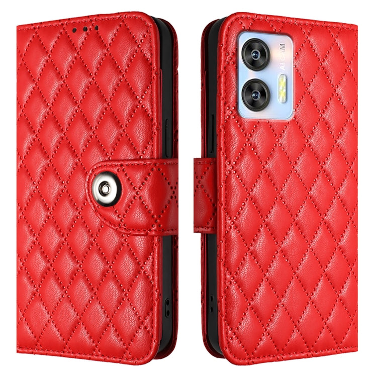 For Oukitel C35 / C36 Rhombic Texture Flip Leather Phone Case with Lanyard