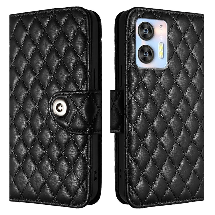 For Oukitel C35 / C36 Rhombic Texture Flip Leather Phone Case with Lanyard