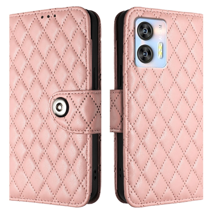 For Oukitel C35 / C36 Rhombic Texture Flip Leather Phone Case with Lanyard