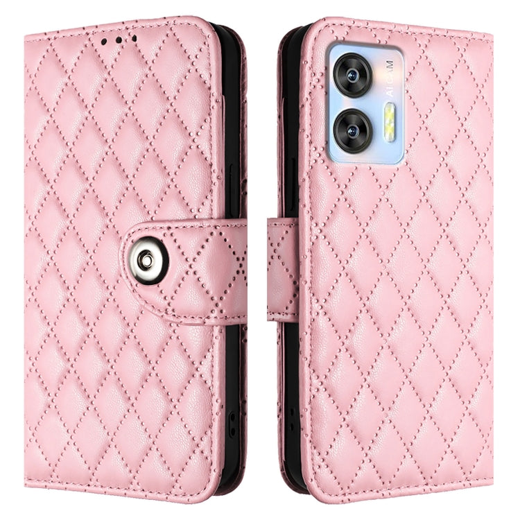 For Oukitel C35 / C36 Rhombic Texture Flip Leather Phone Case with Lanyard
