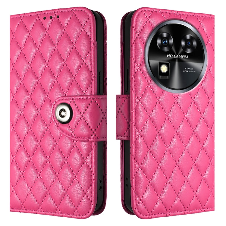 For Oukitel C37 Rhombic Texture Flip Leather Phone Case with Lanyard