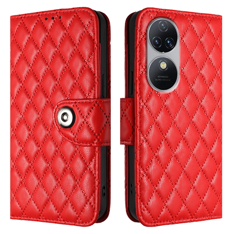 For Oukitel C38 Rhombic Texture Flip Leather Phone Case with Lanyard