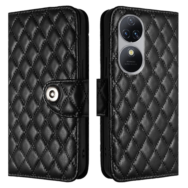 For Oukitel C38 Rhombic Texture Flip Leather Phone Case with Lanyard