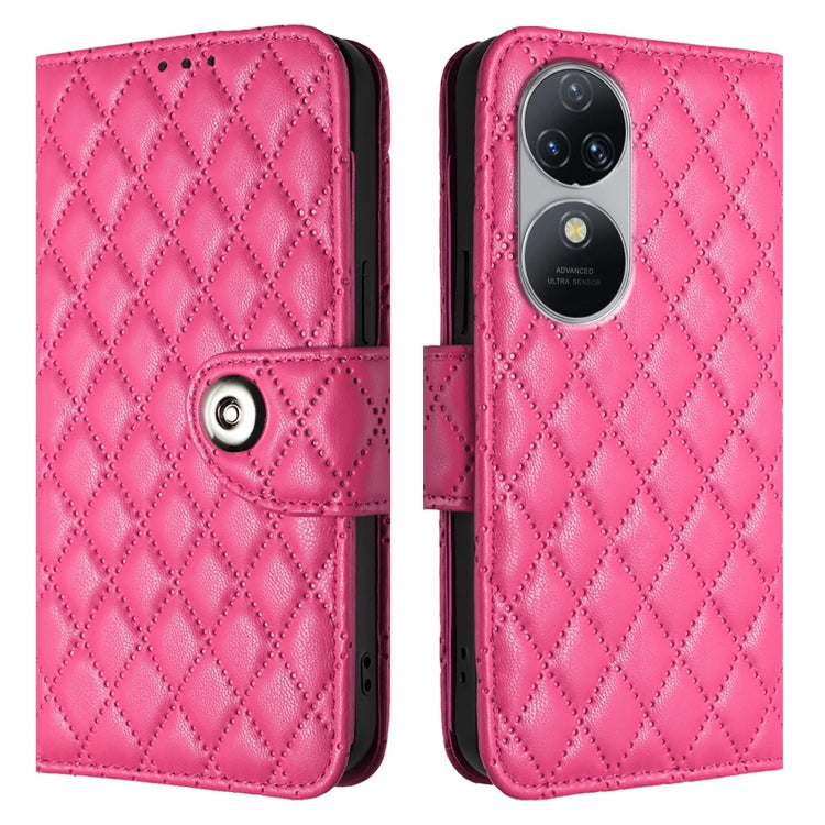 For Oukitel C38 Rhombic Texture Flip Leather Phone Case with Lanyard