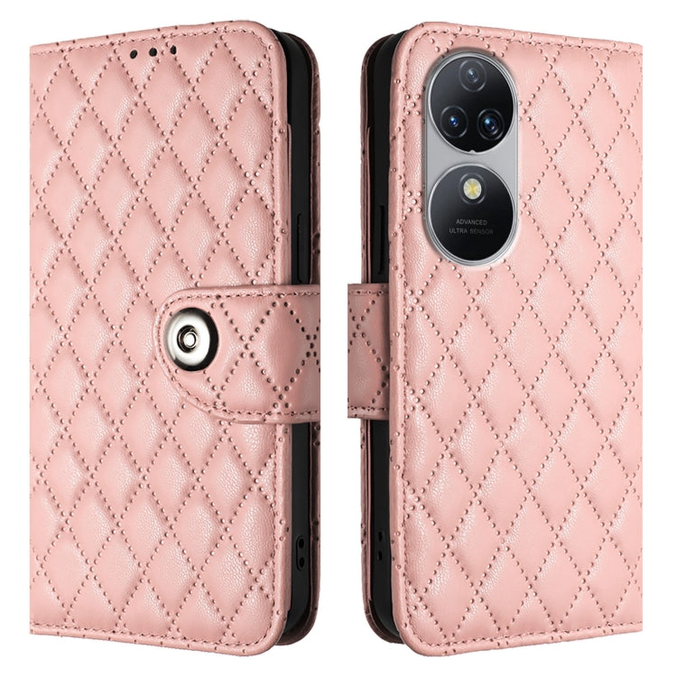 For Oukitel C38 Rhombic Texture Flip Leather Phone Case with Lanyard